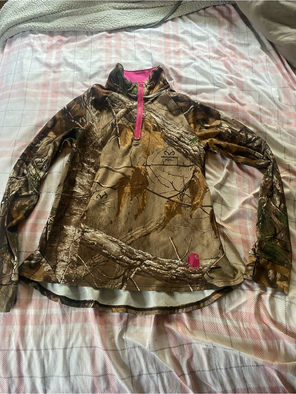 Carhartt Realtree Camo Quarter-Zip Pullover with Pink Trim